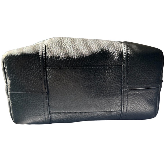 Cole Haan Black Pebble Leather Large Zip Top Tote With Silver Finish - Picture 8 of 14